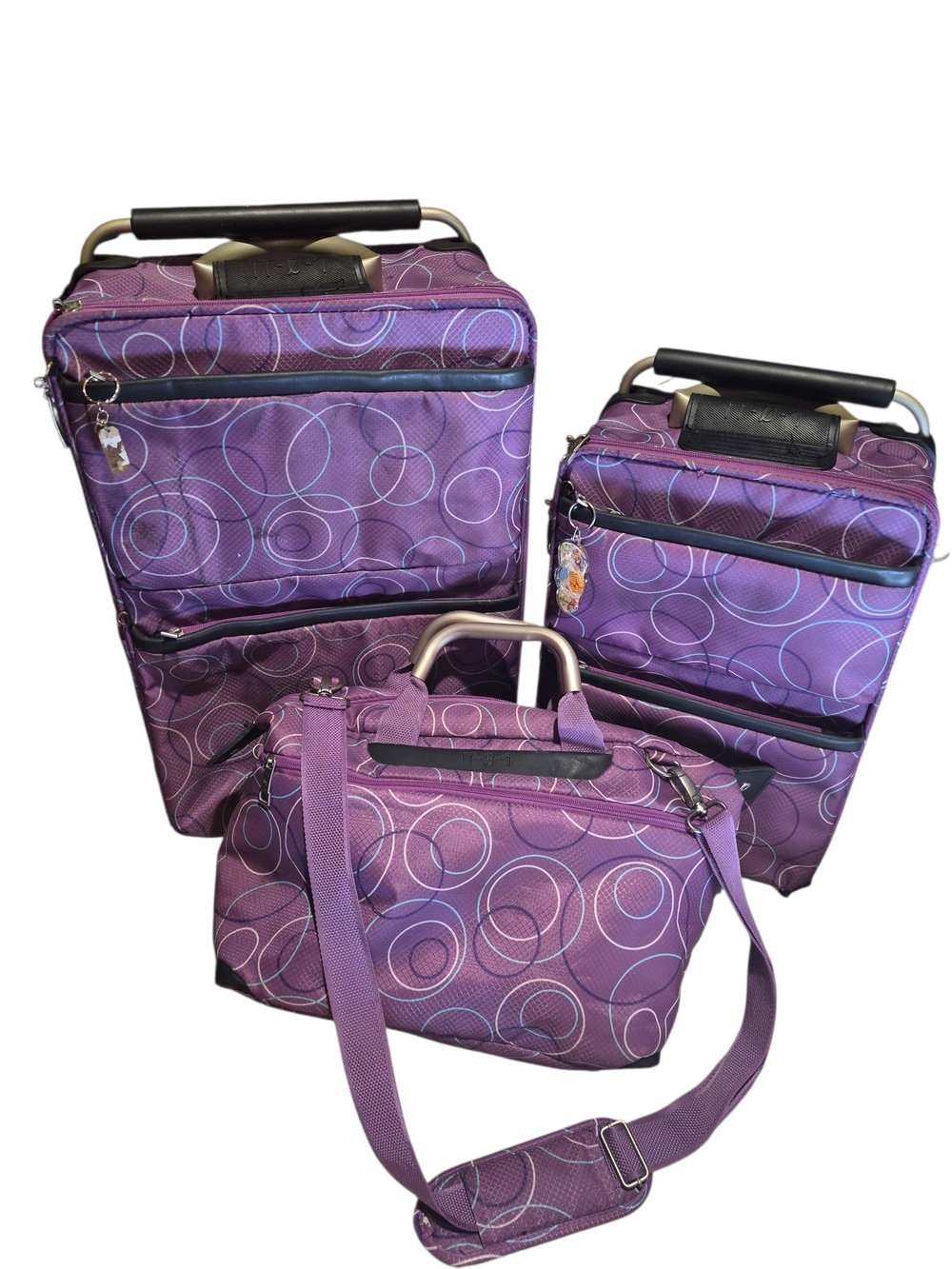 IT 3 piece Luggage Purple Circle-Print Travel Luggage Set - Women Bags